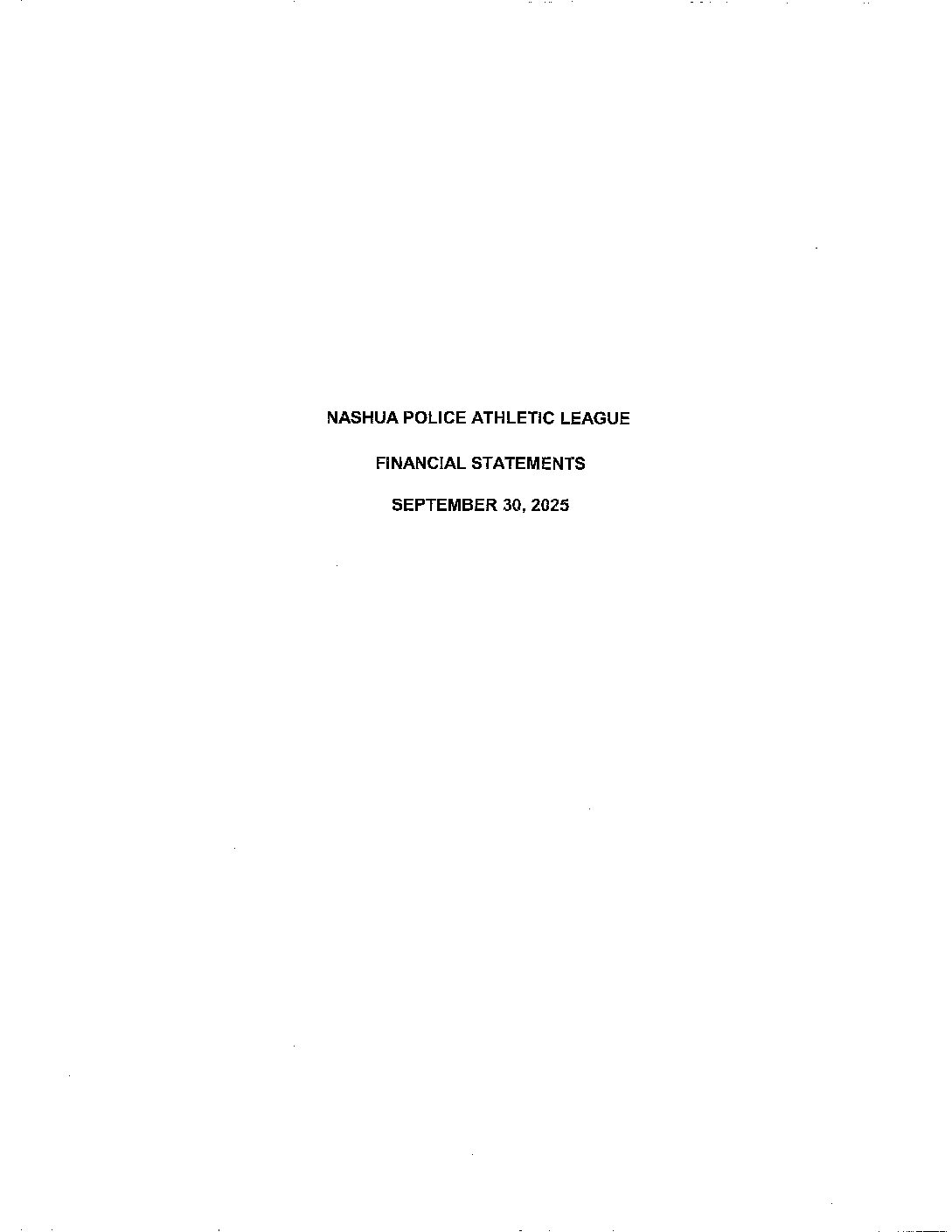 Nashua PAL Audit and Financial Statement September 2025